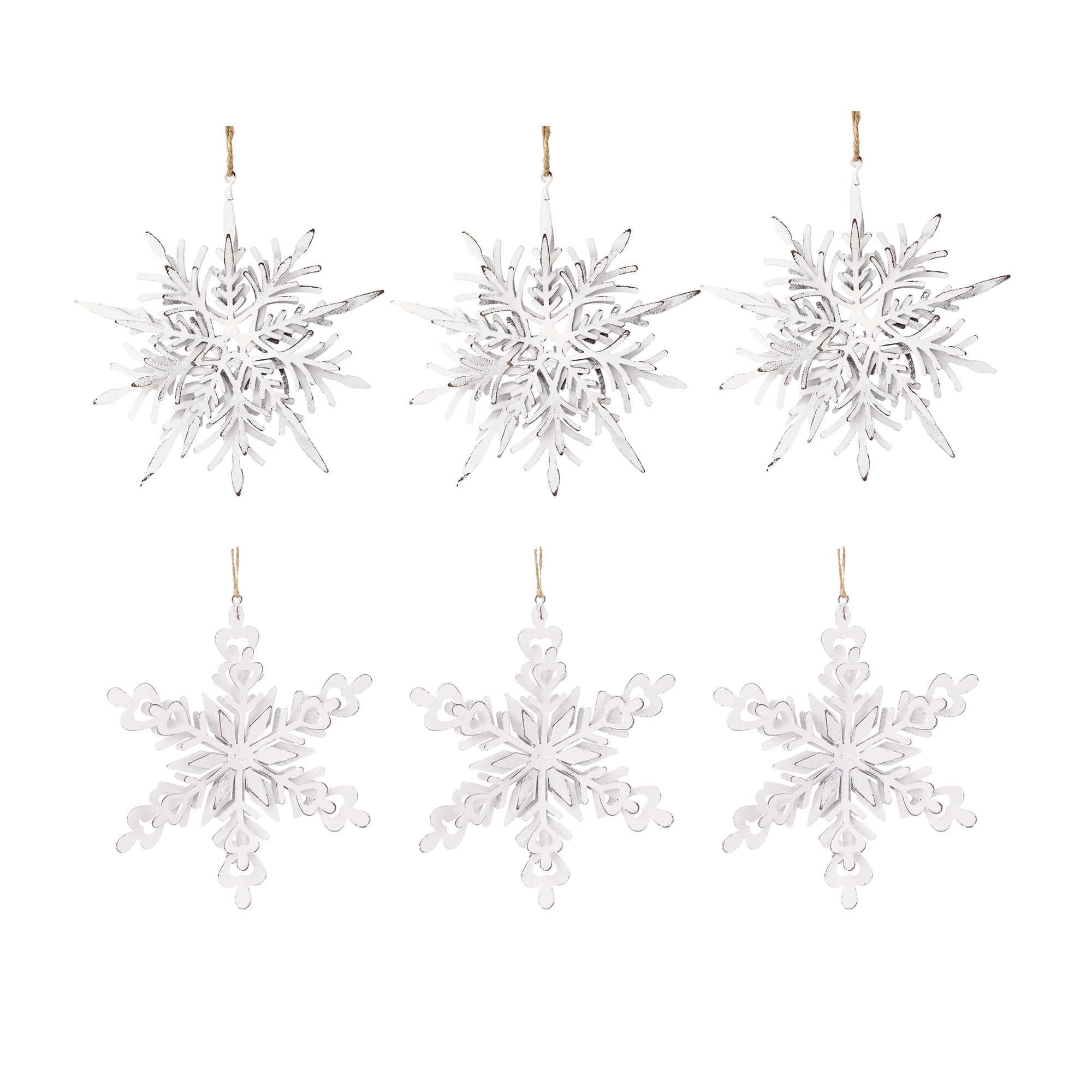 Iron Snowflake Ornament with Weathered Finish Hanging Christmas Tree Decor Gift Stocking Stuffer