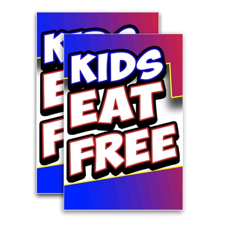 Kids Eat Free (24" X 36") Vinyl Decal Only (Pack of 2) |Sign|Sticker|Poster