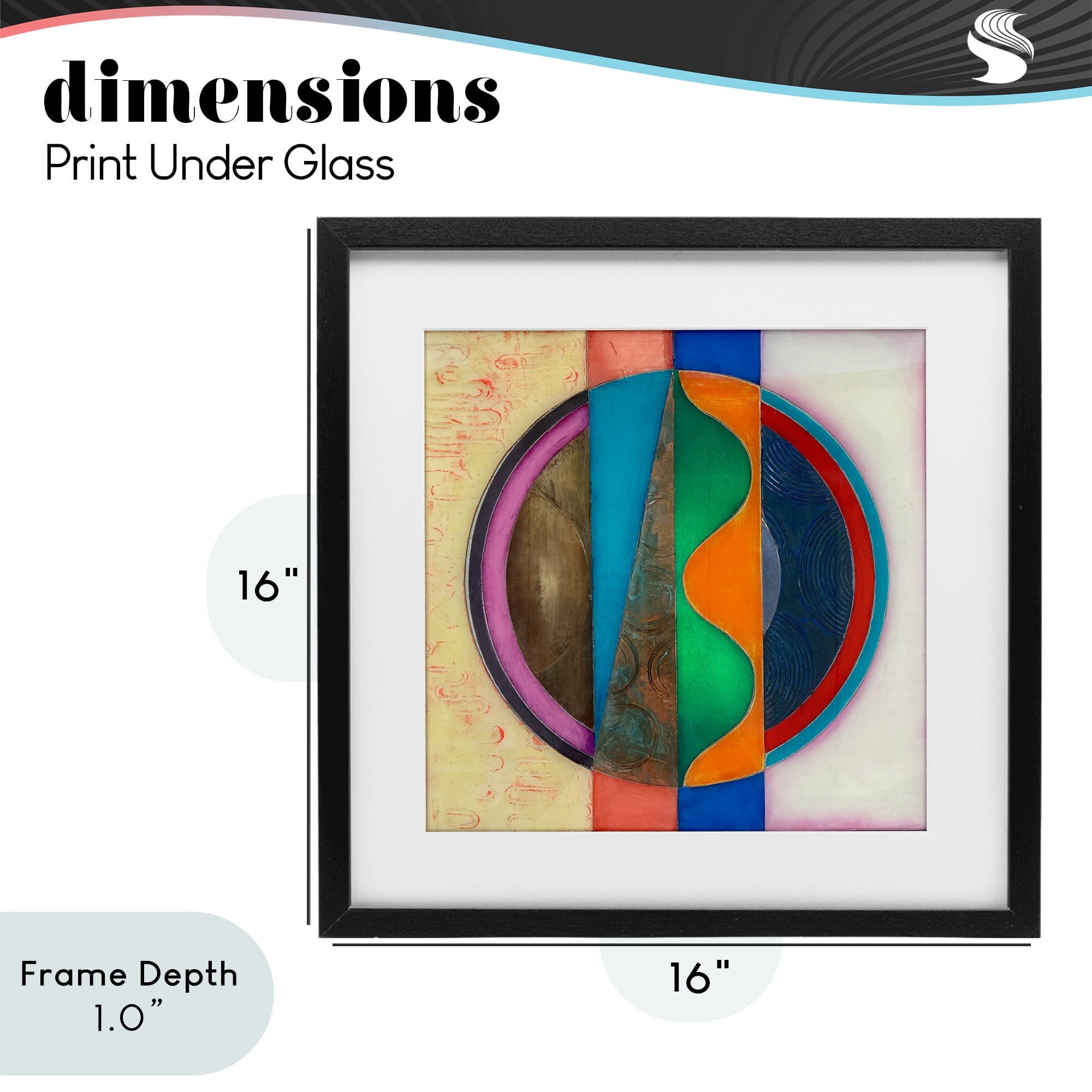 Stupell Industries Circle with Intersecting Waves Black Framed Print Under Glass, design by Matthew Finger