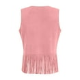 thumbnail image 7 of GEWSEY Women Western Tassels Vest Tops 70s Hippie Suede Fringe Vests Jacket Cardigan Open Front Rodeo Cowgirl Shirt (Pink, S), 7 of 7