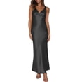 thumbnail image 1 of Vestido largo VUBIYA elegante de satén con cuello en V sin espalda para mujer, 1 of 5