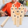 thumbnail image 1 of Juego de lanzamiento de bloques de madera numerados, juego de lanzamiento de bolos, juego de dispersión para la familia, juego de patio para patio de recreo, 1 of 8