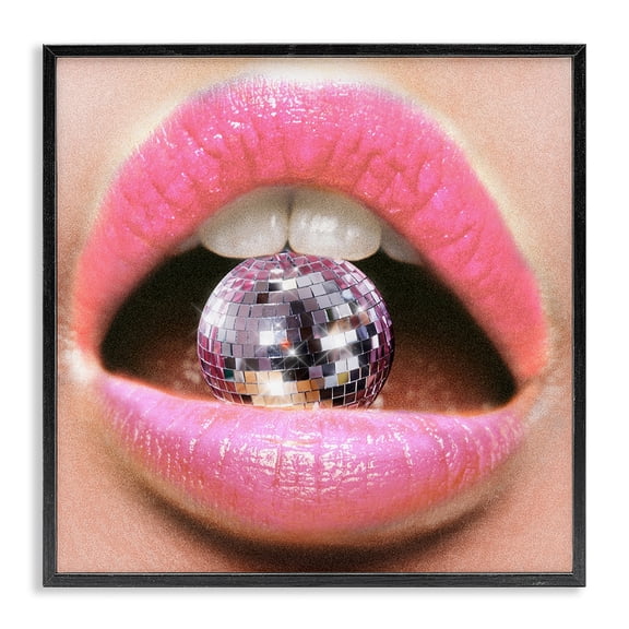Stupell Industries Eclectic Biting Disco Ball Black Framed Giclee Art, 24 x 24, by Ziwei Li