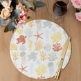 thumbnail image 3 of Orange Yellow Coastal Round 13 Inch Placemats Set of 2, Nautical Summer Beach Coral Sea Turtle HeatResistant Non Slip Place Mats for Dining Table, Wipeable Braided Kitchen Table Mats for Housewarming, 3 of 9