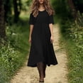thumbnail image 3 of Iyufng Women's Summer Dresses Waist-Cinched Short-Sleeve Flowy Maxi Dress, 3 of 9