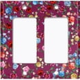 thumbnail image 6 of Metal Light Switch Plate Outlet Cover Colorful Floral Garden Wallpaper Purple ROS037, 6 of 13