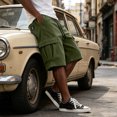 thumbnail image 6 of Men's Solid Corduroy Cargo Shorts Multi Pocket Elastic Drawstring Waist Relaxed Knee Length Streetwear Casual Workout Shorts, 6 of 6