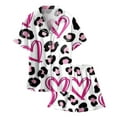 thumbnail image 4 of Pjs for Girls Valentines Pajamas for Children Heart Print Short Sleeve Button Down Top and Shorts Two Piece Sleepwear with Pockets Light Purple 2 Years-3 Years, 4 of 4