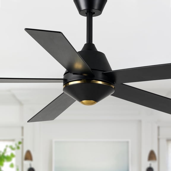 Cusp Barn Modern Series 52" Matte Black Contemporary Downrod Remote Control Ceiling Fan with 6" & 10" Downrods