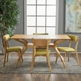 thumbnail image 3 of Noble House Banbury Mid Century Modern 5 Piece Wood Dining Set, Natural Oak, Green Tea, 3 of 4