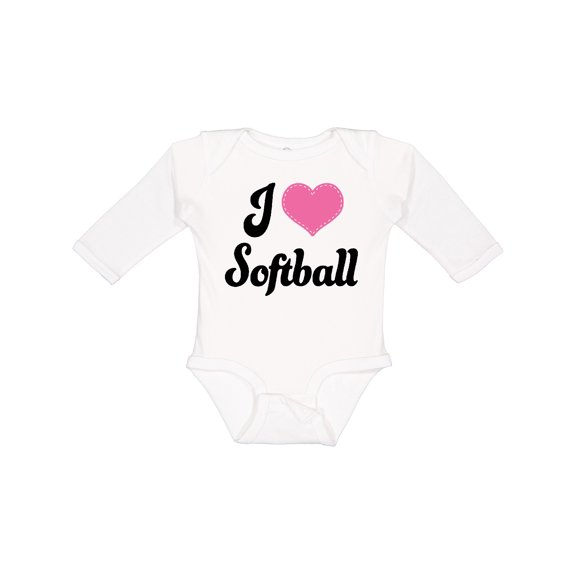 Inktastic I Love Softball Girls Sports Girls Long Sleeve Baby Bodysuit