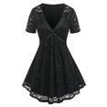 thumbnail image 1 of Camiseta Frente Atado de Talla Grande de El Panel de Encaje Rosegal  Camisetas tallas grandes, 1 of 5