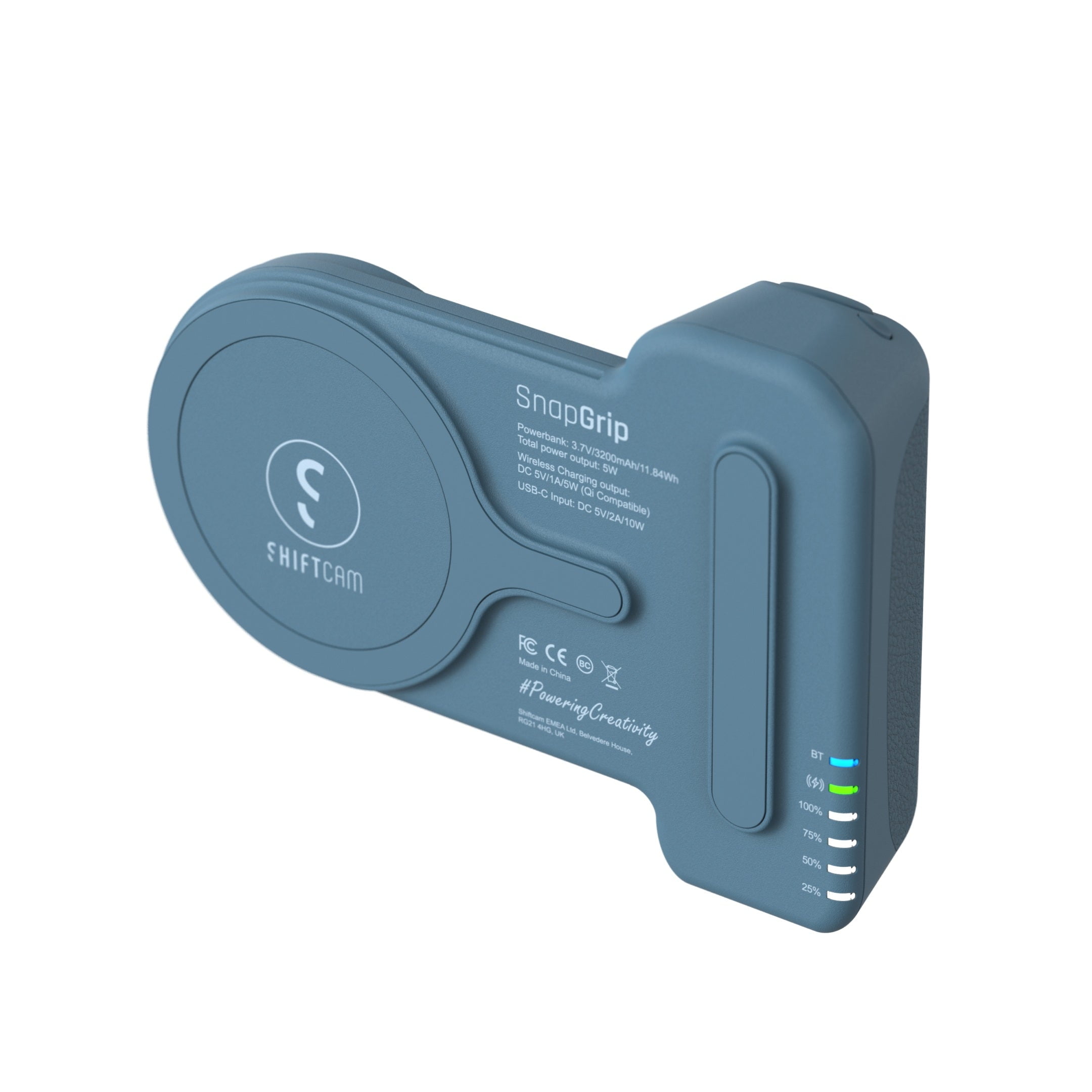 Poignée de batterie magnétique pour smartphone ShiftCam SnapGrip - Geai bleu