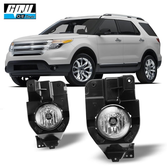 Halogen Clear Lens Fog Lights Pair Set for 2011-2015 Ford Explorer