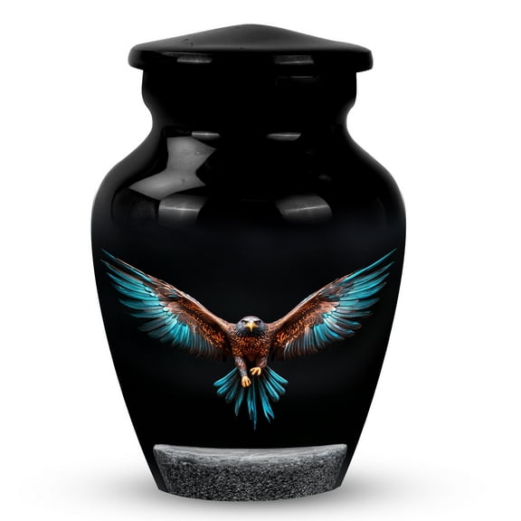 Eagle Spreading Wings - Black Small Keepsake Urns For Human Ashes - Mini Cremation Urns For Ashes - Little Keepsake Urns For Adult Ashes Women & Men - Memorial Small Ashes Urn (Size- 3Inch)