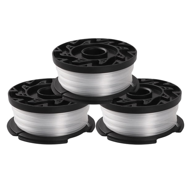 Juego de 3 carretes de repuesto para desbrozadoras, cabezal de corte de hilo de nailon y cuerdas de siega compatibles con Black Decker AF-100-3ZP (plateado).