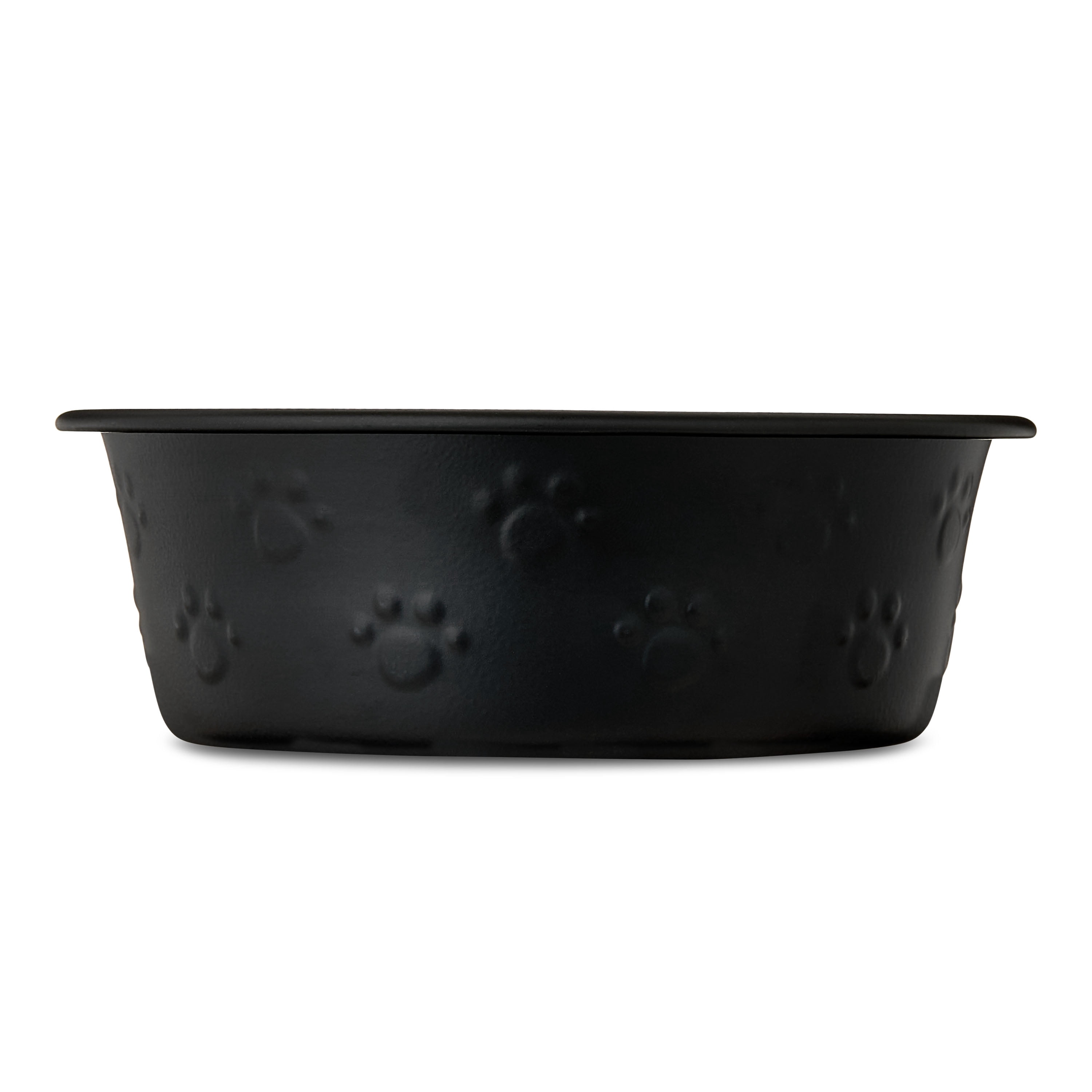 Vibrant Life Small Stainless Steel Embossed Dog Bowl, Black Paws