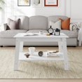 thumbnail image 1 of EDTara Table Basse Rustique en Bois, Table Rectangulaire à 2 Niveaux avec Rangement Ouvert, Assemblage Facile, Table d'Appoint pour Salon, 1 of 8