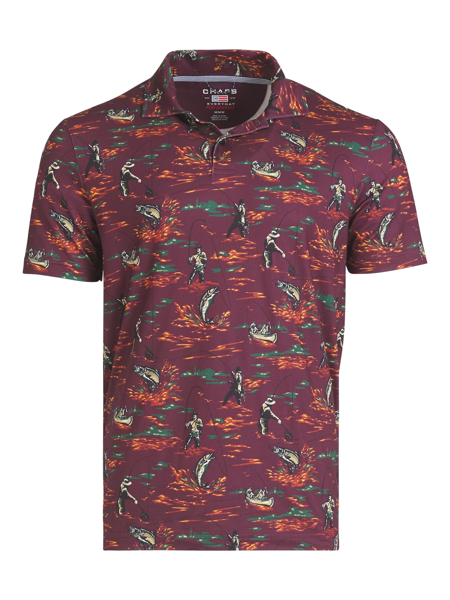 Chaps Men’s and Big Men’s Everyday Performance Printed Polo, Sizes S–2XL