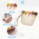 thumbnail image 4 of Conjunto de sombrero de paja y cartera de paja con protección solar para niños con circunferencia de la cabeza de 50 a 54 cm, linda decoración de bolas de pelo, sombrero para el sol de verano Beige, 4 of 5
