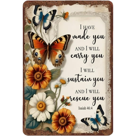 Zomyto Flower with Butterfly Decor Inspirational Quote Creative Tin Sign 12x8 Inch Aluminum Sign Vintage Metal Sign for Home Office Cafes Club Pub Garage Man Cave Wall Decor