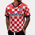 thumbnail image 4 of 2026 Soccer Cup Fan Jersey for Men, V-Neck Short Sleeve T-Shirt with National Team Graphic, Soft Cotton Blend Athletic Top, 1 PC Red XXXL, 4 of 5