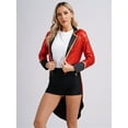 thumbnail image 2 of Sxiwei Women's Circus Ringleader Costume Notch Lapel Long Sleeve Open Front Tailcoat Tuxedo Cosplay Red L, 2 of 7