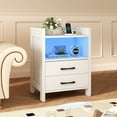 thumbnail image 2 of Gymax 2PCS 23.5'' Nightstand w/LED Lights & Charging Station USB Port & Outlets, 2 of 10