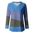 thumbnail image 4 of KIHOUT Women's Casual Tops 2024 Fashion Classic Color Block V Neck Blouse Fall Basic Loose Fit Pullover Shirts Long Sleeve Tunic Tops, 4 of 4