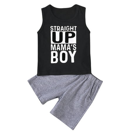 

2PCs Toddler Baby Boy Sleeveless Vest T-Shirt Short Pants Set Summer Tracksuit