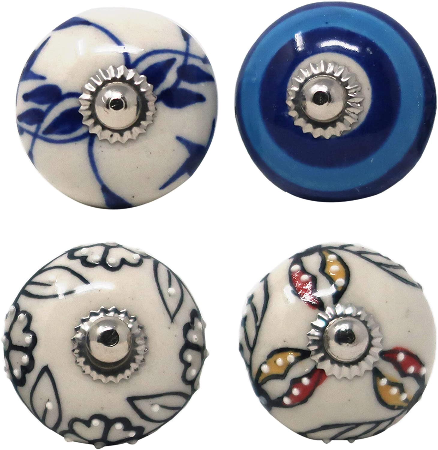 Ajuny Set of 30 Ceramic Knobs Multicolor Floral Design Door Handle Dresser Drawers Kitchen Cabinet Chest Hand Painted Cupboard Pulls Knob
