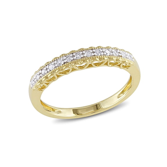 1/12 Carat (Ctw) Diamond Anniversary Heart Band Ring in 10K Yellow Gold for Women