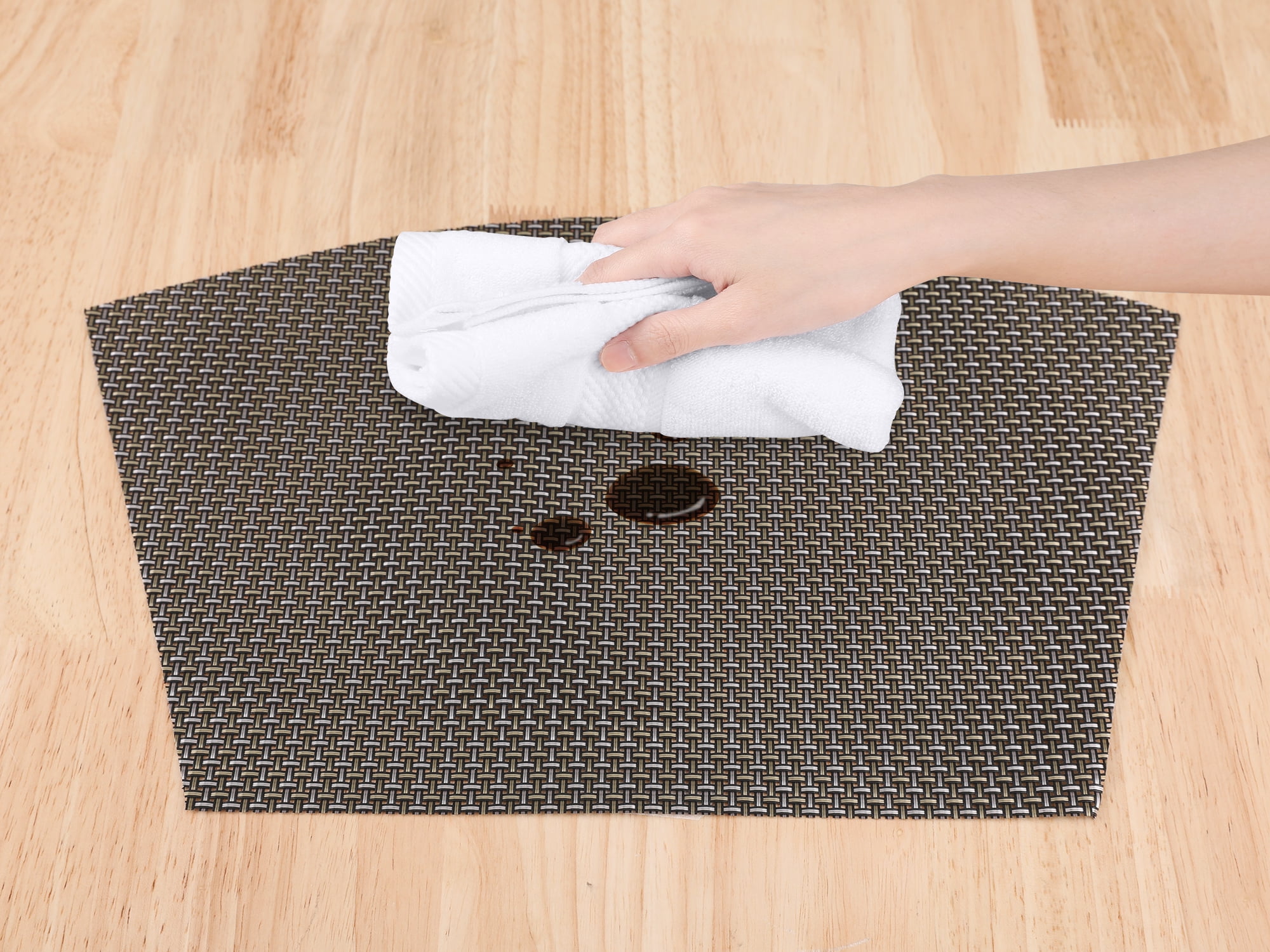 REGALWOVEN Placemats Set of 6 Solid Placemats for Kitchen Dining Table Decor Heat Resistant Table Placemats Wipeable Table Mat Black 17*11.5Inch