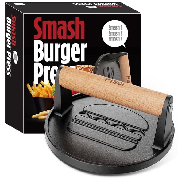 Prensa para hamburguesas Smash Pisol Smash, hierro fundido presazonado, 1 kg