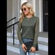 thumbnail image 5 of Blusas de Punto Gofre para Mujer, Blusas Elegantes Informales de Negocios, Camisas de Trabajo de Larga con Encaje, Ropa de Otoño. Verde L, 5 of 10