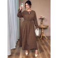 thumbnail image 4 of Women V Neck Short Sleeve Tied Elegant Casual Daily Dress Brown XL, 4 of 8