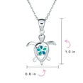thumbnail image 3 of Bling Jewelry Womens Nautical Plumeria Flower Blue Opal Sea Turtle Pendant Necklace Sterling Silver, 3 of 3