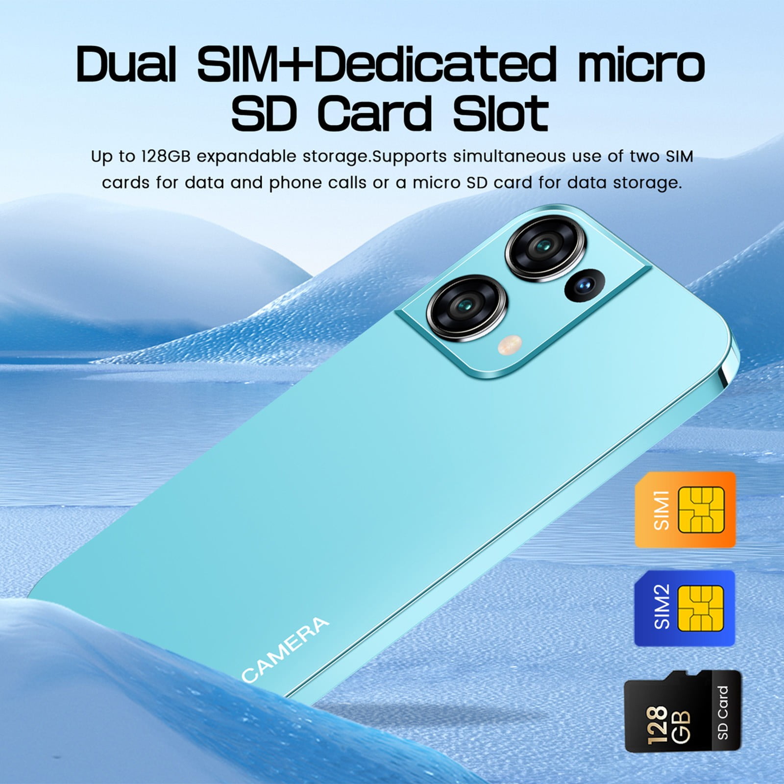 Elainilye Android Phone, 5.5 Inch 16GB Dual SIM 3G Network Mobile Phone with 3200mAh Battery, Includes Charger USB Cable Earphones Screen Protector Case, Blue
