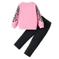 thumbnail image 5 of newwalpole Girls 2 Piece Heart-Print Leopard-Print Outfits Long Sleeve Pullover and Leggings Clothing Set Outfits for Girls Pink for Size 4-5 Years, 5 of 7