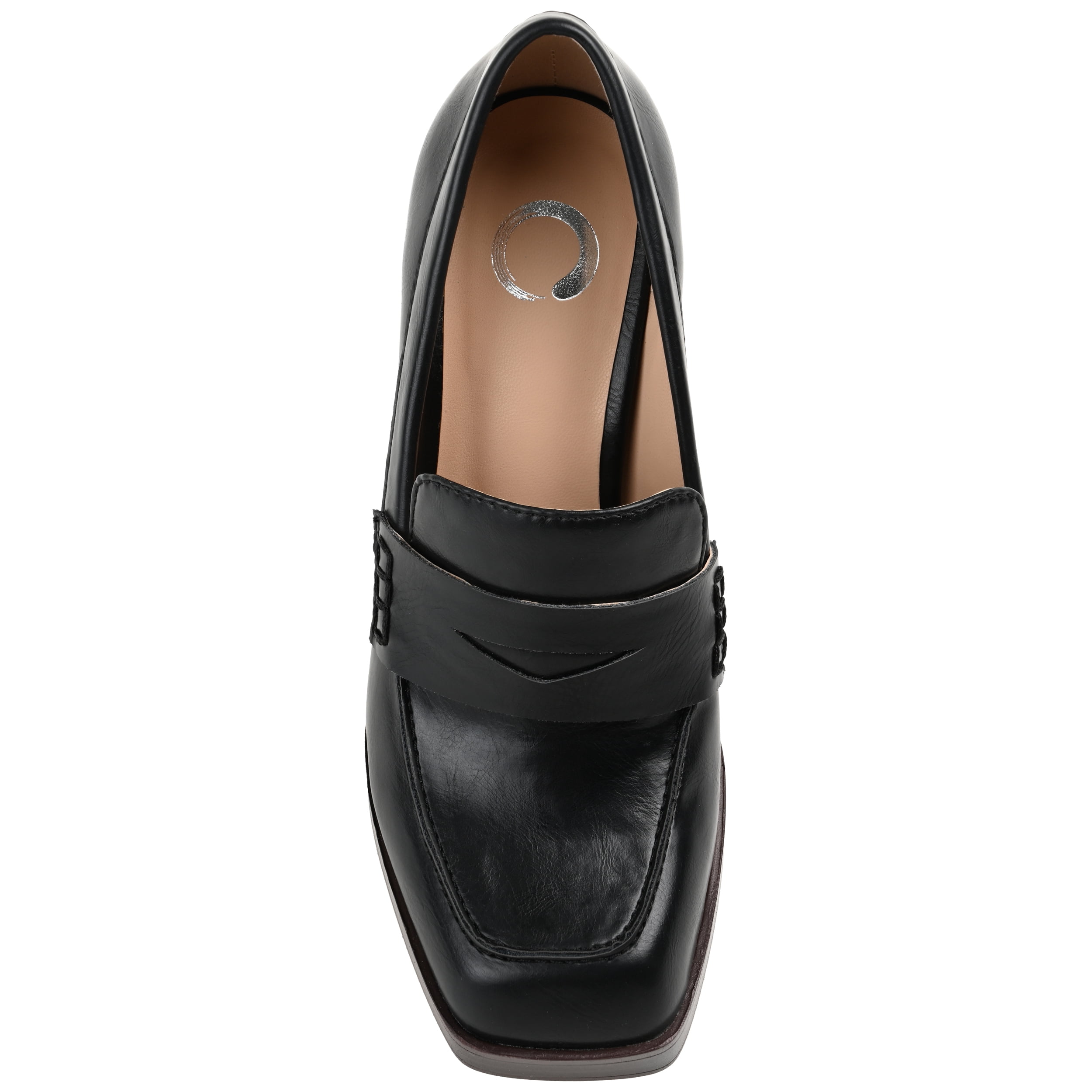 Journee Womens Ezzey Loafer Mid Stacked Heel Square Toe Pumps, Widths Available