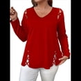 thumbnail image 1 of Blusas de Verano para Mujer con Hombros Descubiertos, Camisetas de Larga, Blusas con Diseño de Tiras Cruzadas y Aberturas Rojo 4XL, 1 of 7