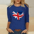 thumbnail image 5 of WREESH Womens Great Britain Uk Flag T-Shirts Casual 3/4 Sleeve T-Shirts Round Neck Tunic Tops Basic Graphic Tees Loose Fit Pullover Blouses Blue, 5 of 5
