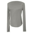 thumbnail image 5 of SNKSDGM Female T-Shirts Long Sleeve Shirts for Women Working Out Women's Basic Ribbed Knit Square Neck Long Sleeve T Shirt Fall Fashion Casual Stretch Fit Comfortable Top for Girls and Teens M, 5 of 5