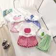 thumbnail image 4 of HCNTES Toddler Baby Summer Clothes Set Short Sleeves T-Shirt Tops + Shorts Cute Outfits Set Kid Shorts Girls For 12-24 Months 2t 3t 4t 5t 6t 7t Baby Summer Short Set, 4 of 4