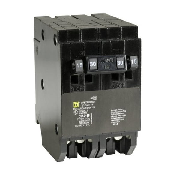 Square D by Schneider Electric HOMT1515230CP Homeline 2-15-Amp Single-Pole 1-30-Amp Two-Pole Quad Circuit Breaker
