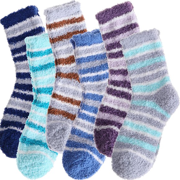 Anlisim Calcetines Difusos Para Mujer, Acogedores Y Esponjosos Pantuflas De Cabina De Invierno, Forro Polar Cálido, Suave, Grueso, Cómodo, Regalo, Calcetines Navideños Para El Hogar (Flamenco A (5 Par