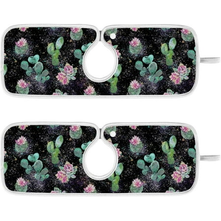 

Cactus Flowers Watercolor Sink Splash Guard for Faucet 2 Packs Faucet Absorbent Mats Summer Succulents Faucet Handle Drip Catcher Quickly Drying Mat for Kitchen Counter Bathroom