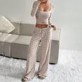thumbnail image 3 of Aellinatey Womens Striped 2 Piece Sets Square Neck Top Cropped Tunic Wide Leg Pants Casual Lounge Sweatsuits Vacation Clothes, 3 of 8