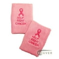 thumbnail image 3 of Couver Pink Breast Cancer Awareness Ribbon Embroidery Wristband(Wrist Sweatband) -1 Pair, 4" Light Pink/Bright Pink Ribbon & HFC, 3 of 7
