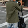 thumbnail image 2 of Ladies Snap Buttons Military Jacket Streetwear Fall Coat Long Sleeve Utility Jackets, 2 of 3